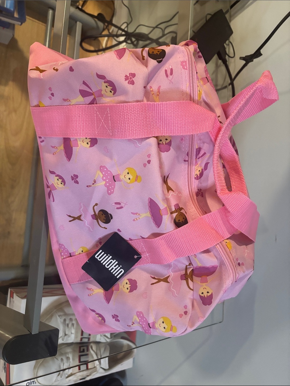 Kids Pink Ballerina Print Duffel Bag